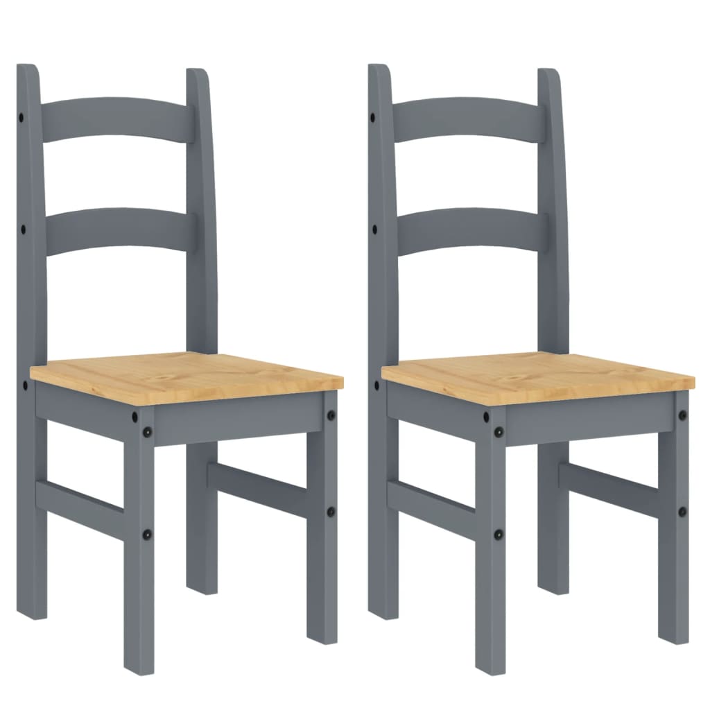 Chaises à manger lot de 2 gris 40x46x99 cm bois massif de pin - XIOS