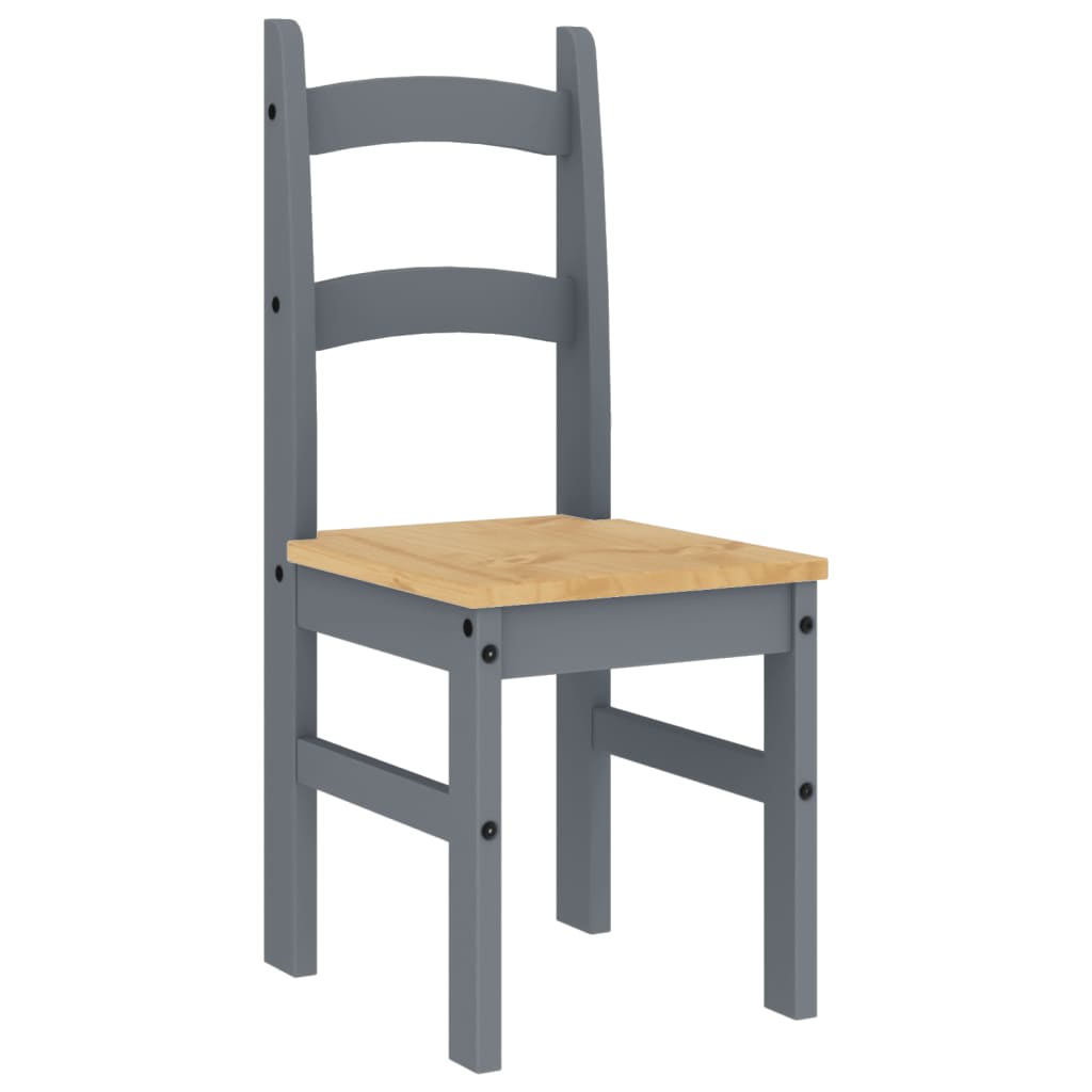 Chaises à manger lot de 2 gris 40x46x99 cm bois massif de pin - XIOS