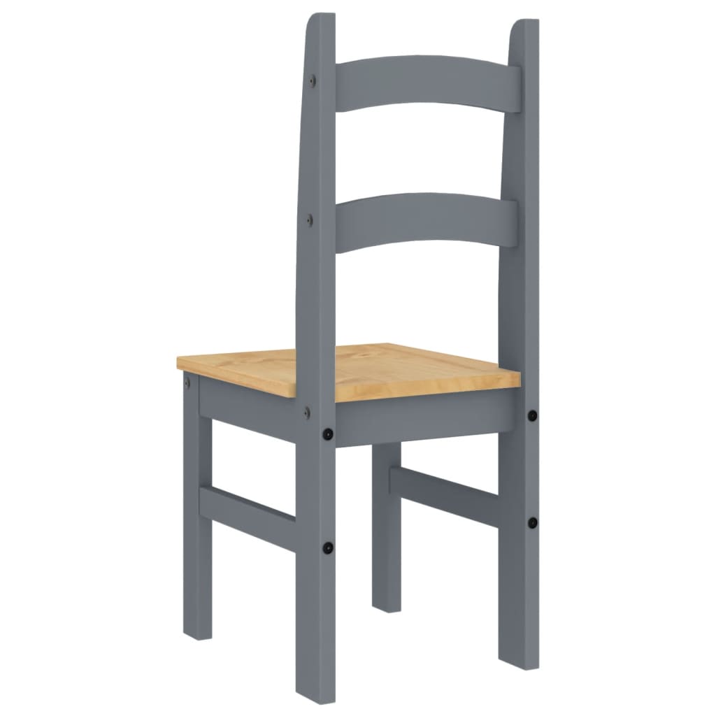 Chaises à manger lot de 2 gris 40x46x99 cm bois massif de pin - XIOS