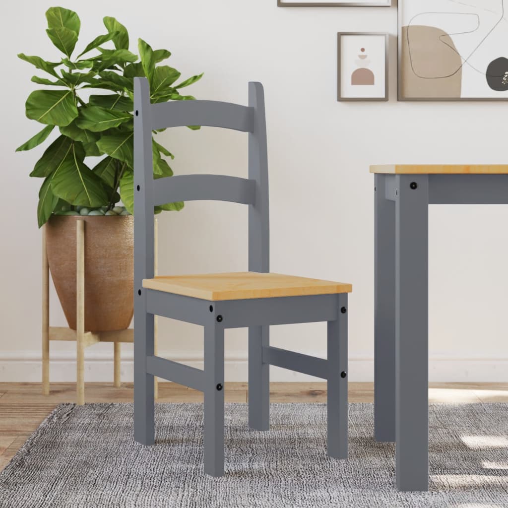 Chaises à manger lot de 2 gris 40x46x99 cm bois massif de pin - XIOS