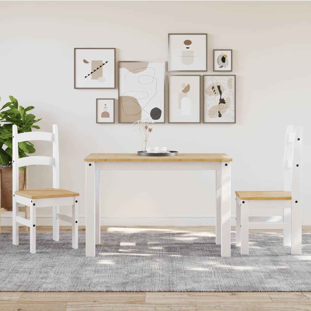 Chaises à manger lot de 2 blanc 40x46x99 cm bois massif de pin - XIOS