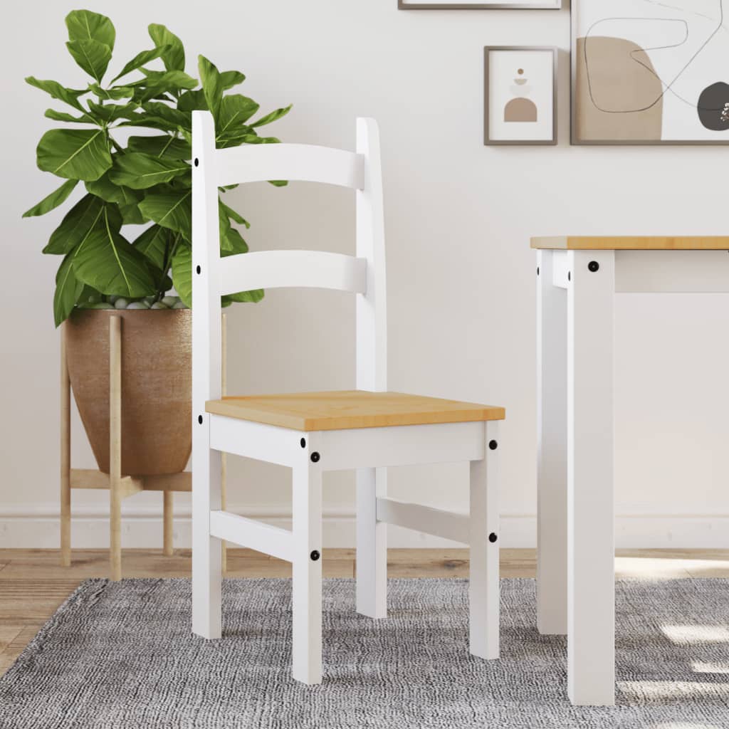 Chaises à manger lot de 2 blanc 40x46x99 cm bois massif de pin - XIOS