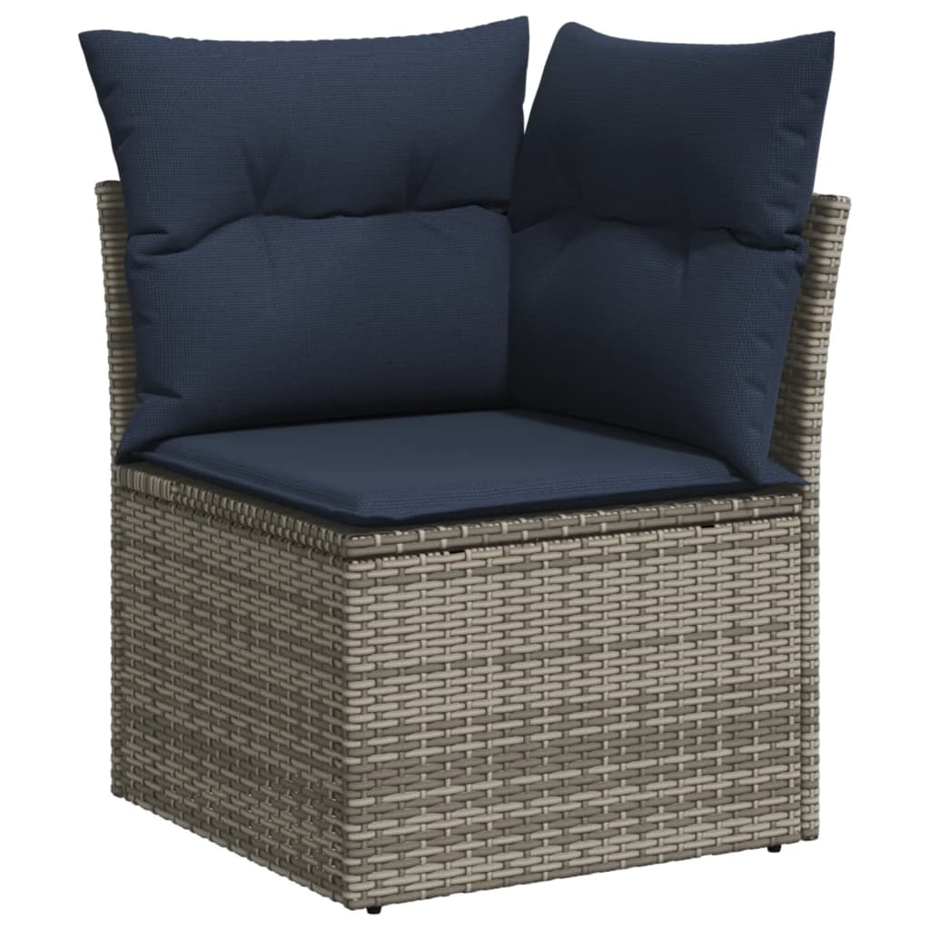 Ensemble de canapé de jardin 6 pcs avec coussins gris résine tressée