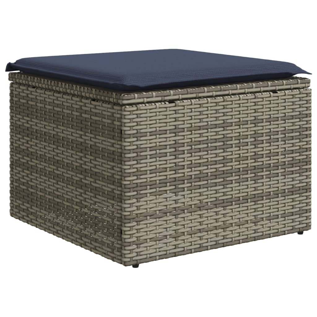Ensemble de canapé de jardin 8 pcs avec coussins gris résine tressée