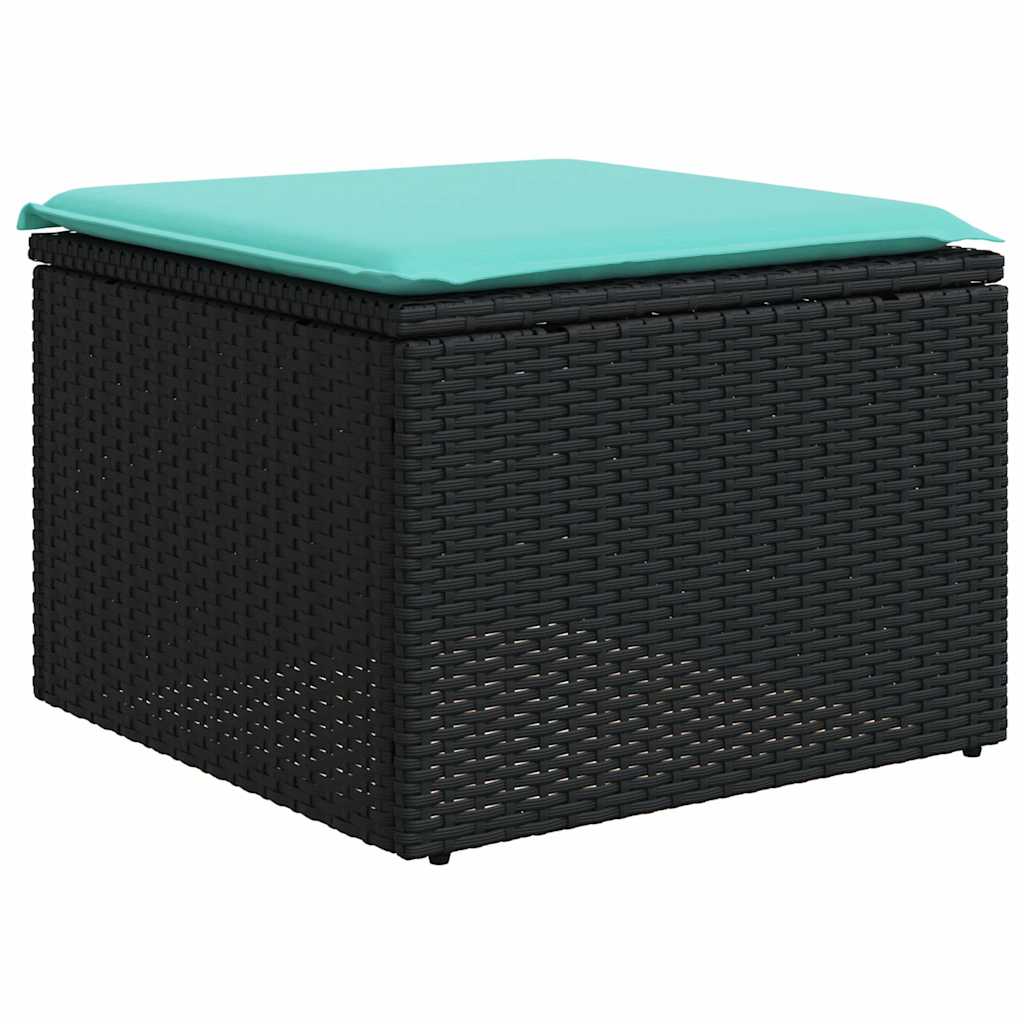 Ensemble de canapé de jardin 8 pcs avec coussins noir résine tressée