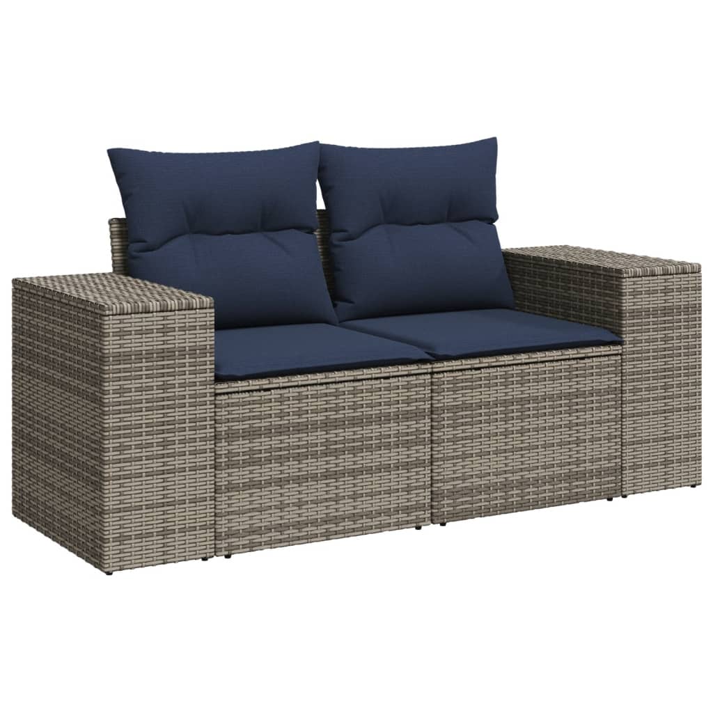 Ensemble de canapé de jardin 10 pcs avec coussins gris résine tressée