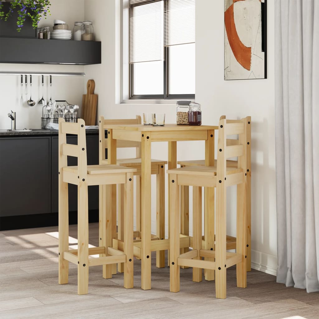 Ensemble de bar 5 pcs Bois de pin massif - XIOS