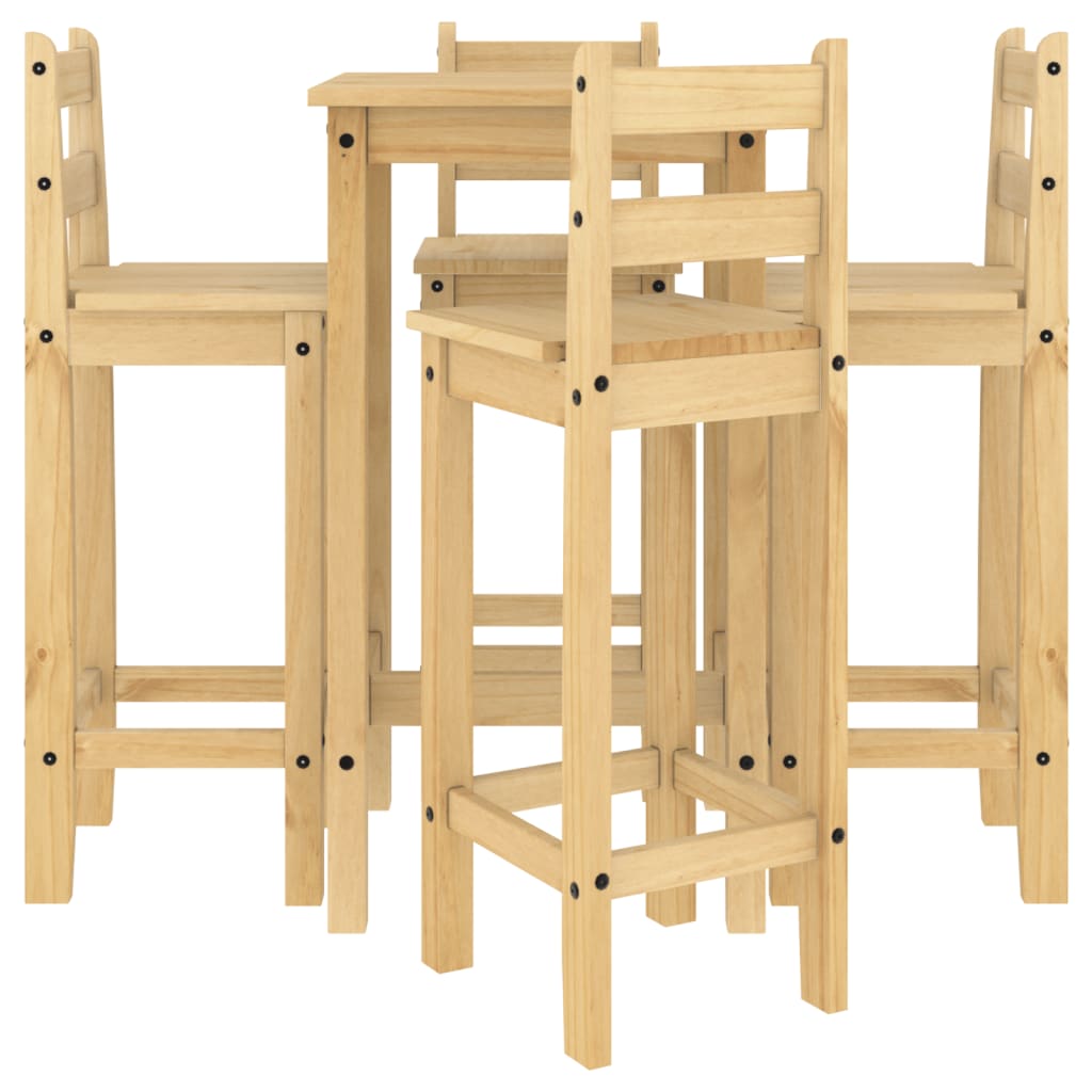 Ensemble de bar 5 pcs Bois de pin massif - XIOS