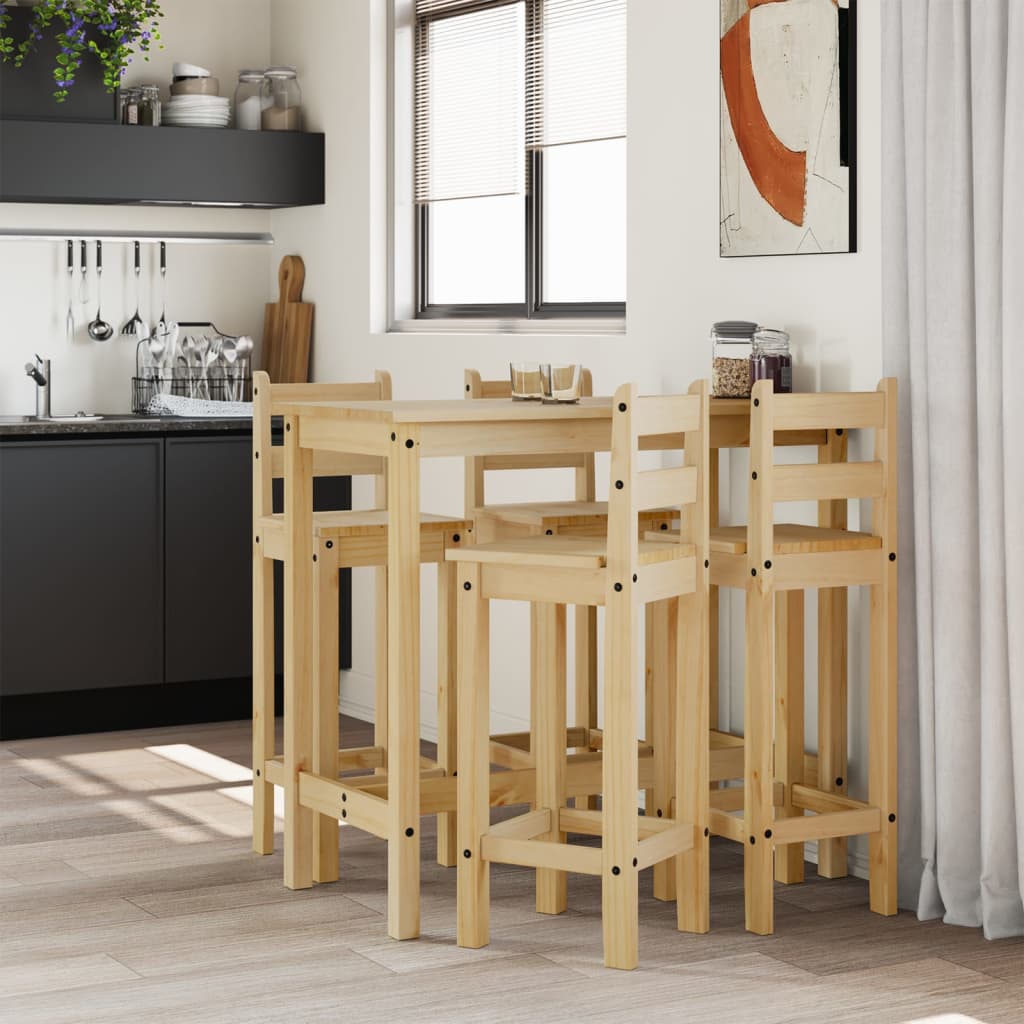 Ensemble de bar 5 pcs Bois de pin massif - XIOS