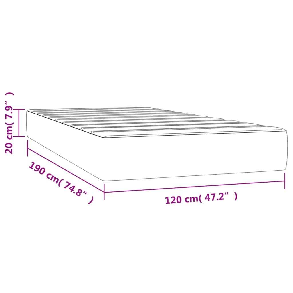 Matelas de lit à ressorts ensachés taupe 120x190x20 cm Tissu Matelas vidaXL