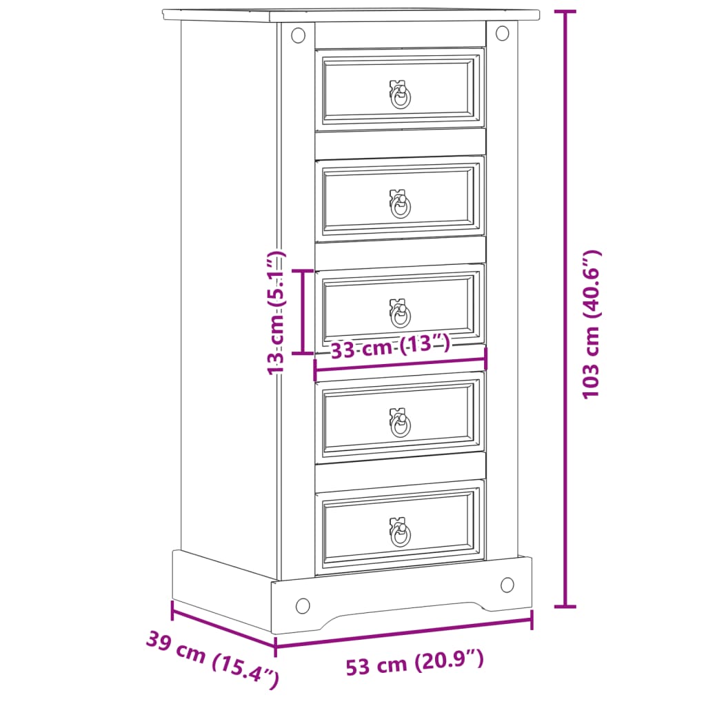 Table de chevet Corona 53x39x103 cm bois de pin massif - XIOS