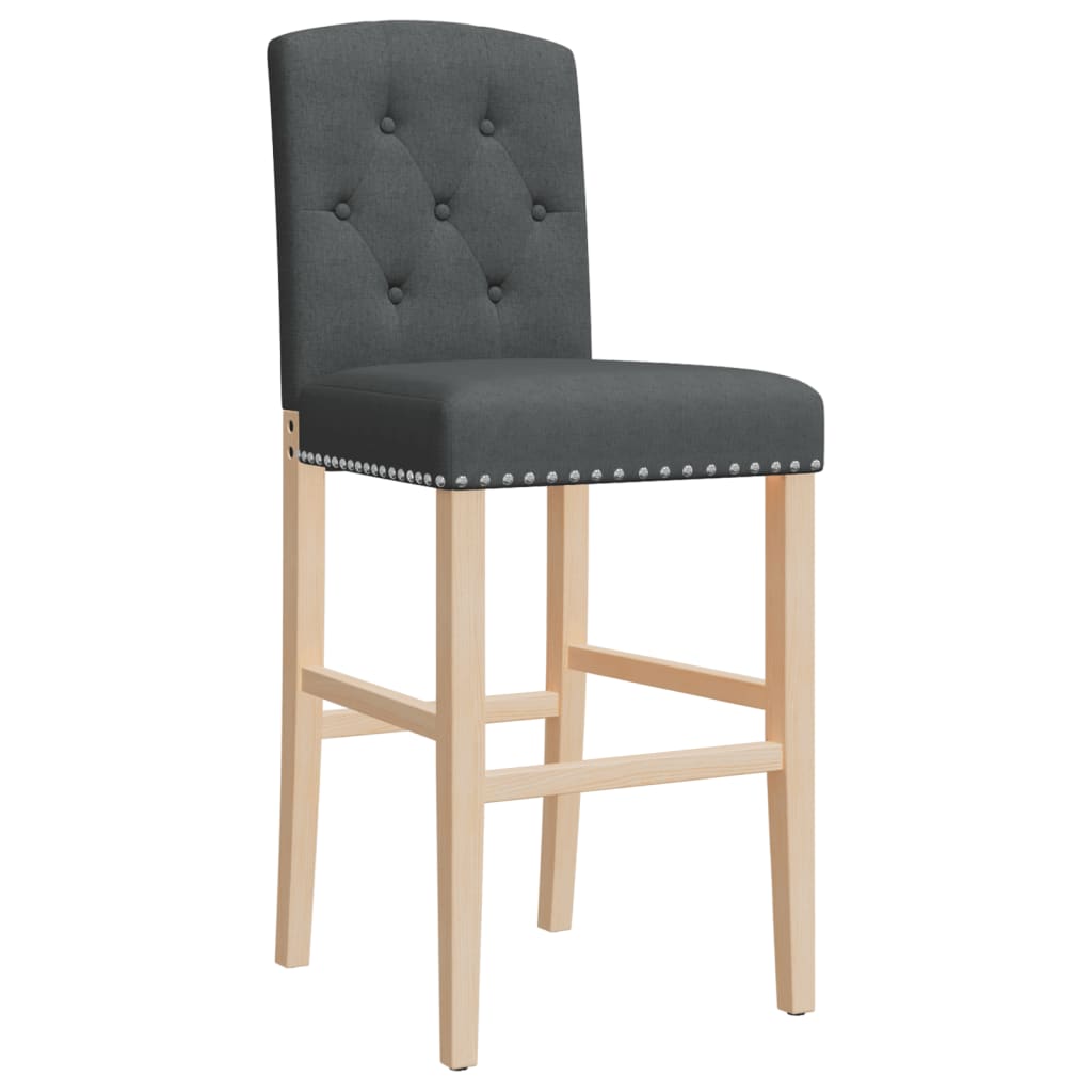 Chaises de bar lot de 2 bois massif d'hévéa et tissu Tabourets de bar vidaXL