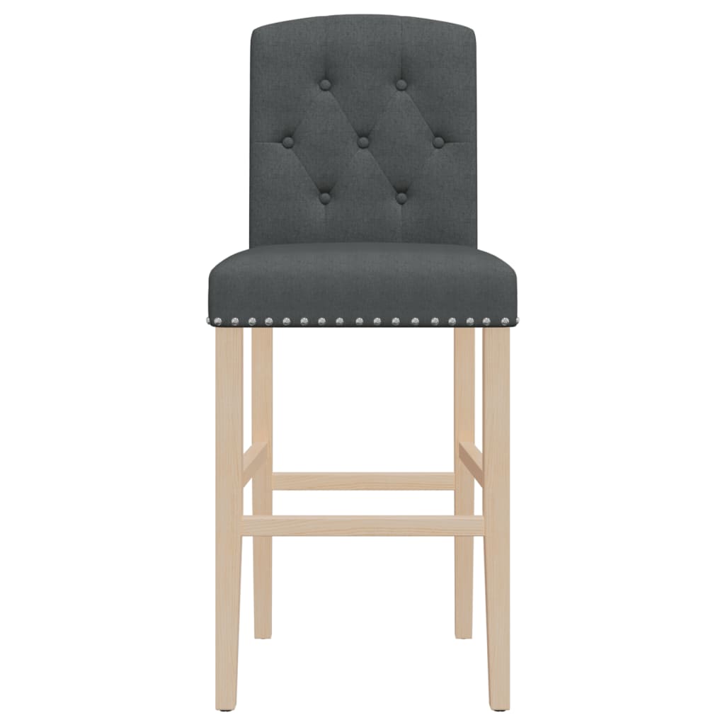 Chaises de bar lot de 2 bois massif d'hévéa et tissu Tabourets de bar vidaXL