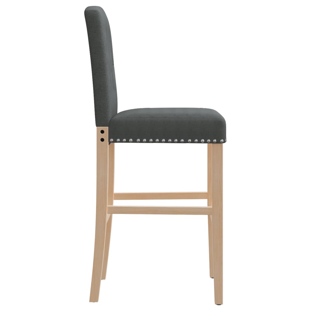 Chaises de bar lot de 2 bois massif d'hévéa et tissu Tabourets de bar vidaXL