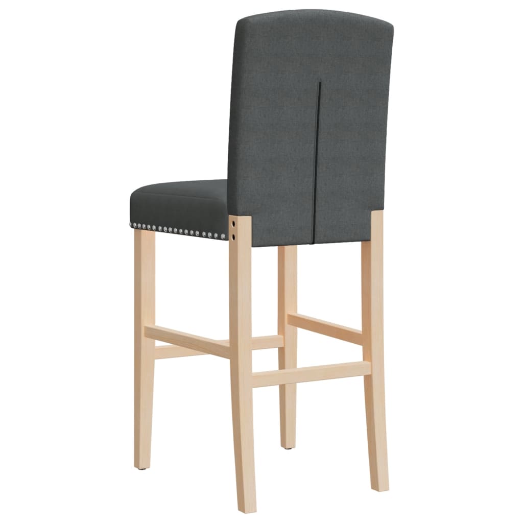 Chaises de bar lot de 2 bois massif d'hévéa et tissu Tabourets de bar vidaXL