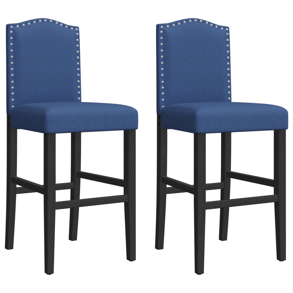 Chaises de bar lot de 2 bois massif d'hévéa et tissu - XIOS