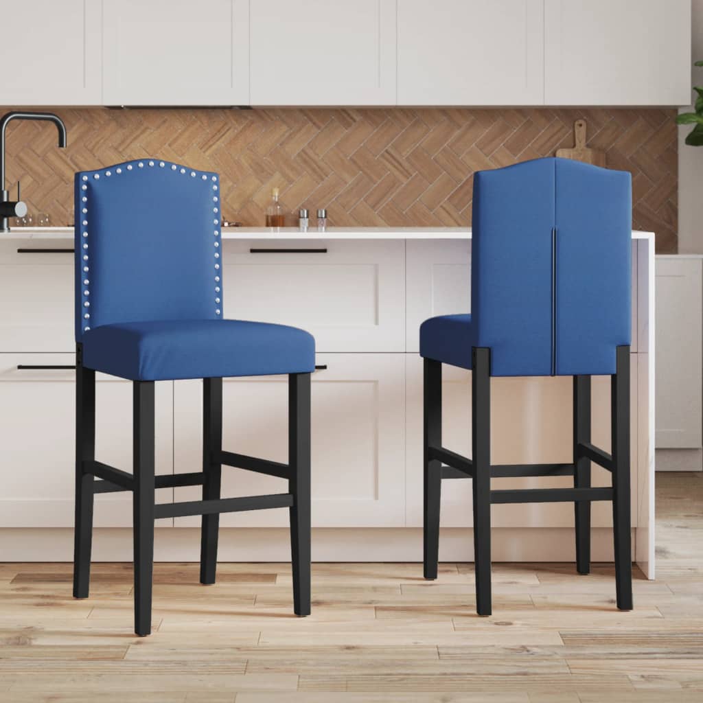 Chaises de bar lot de 2 bois massif d'hévéa et tissu - XIOS