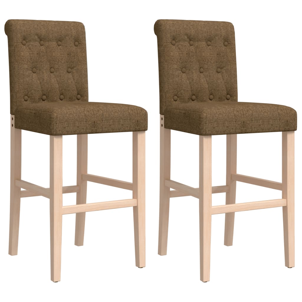 Chaises de bar lot de 2 bois massif d'hévéa et tissu Tabourets de bar vidaXL