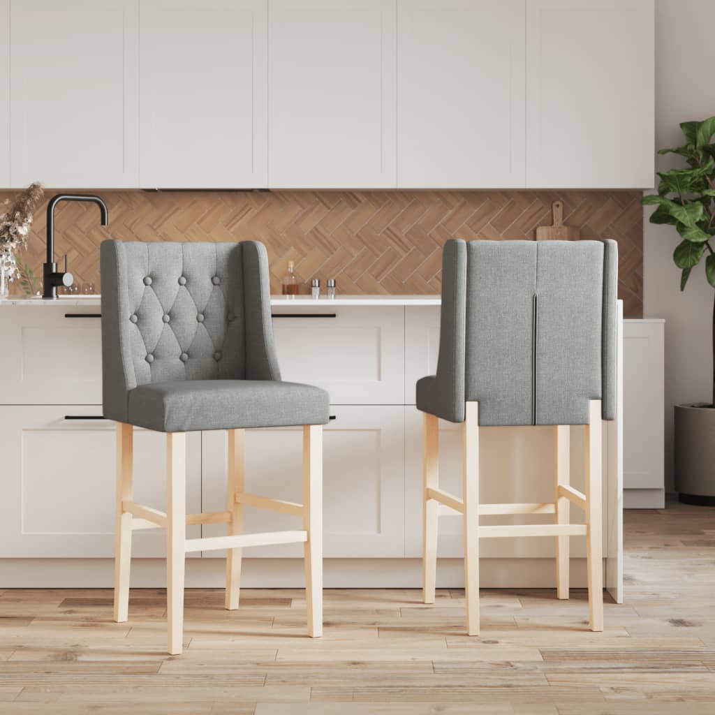 Chaises de bar lot de 2 bois massif d'hévéa et tissu - XIOS