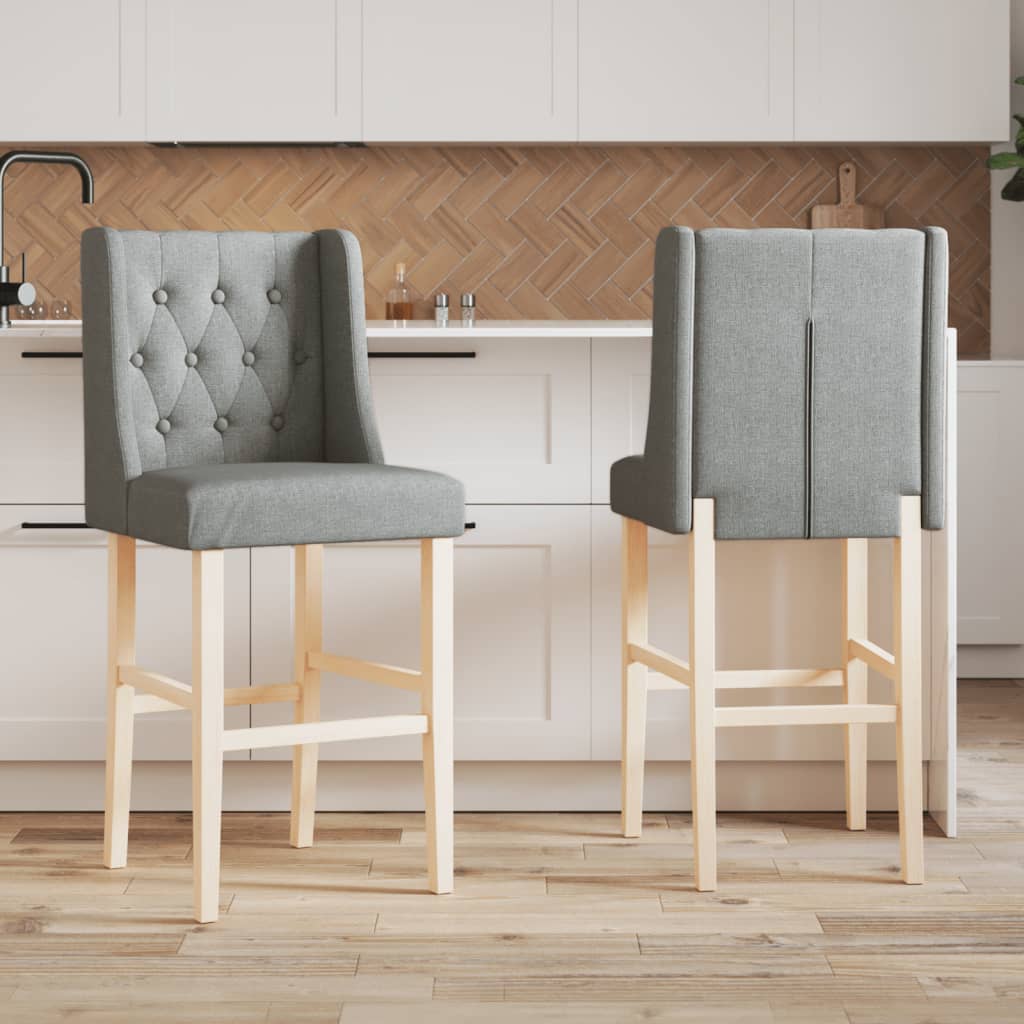 Chaises de bar lot de 2 bois massif d'hévéa et tissu - XIOS