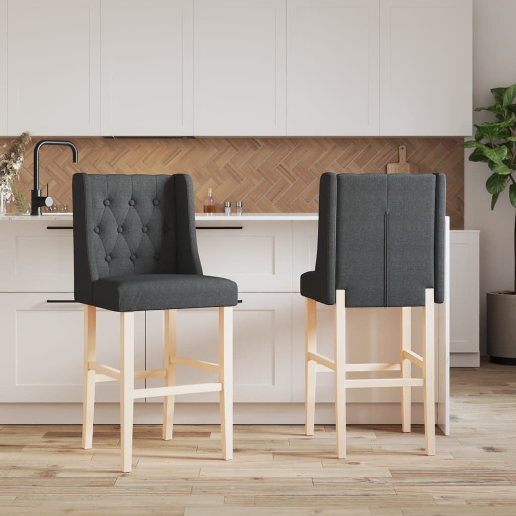 Chaises de bar lot de 2 bois massif d'hévéa et tissu - XIOS