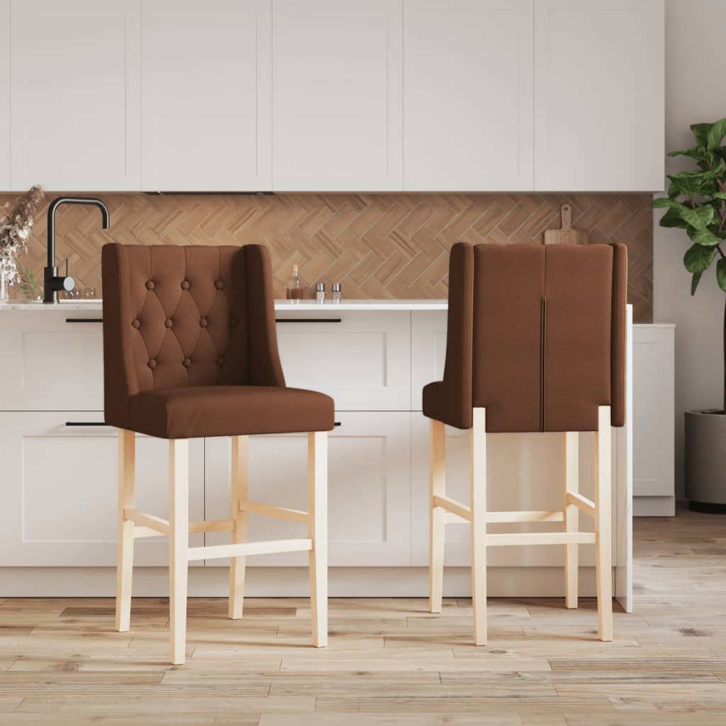 Chaises de bar lot de 2 bois massif d'hévéa et tissu - XIOS