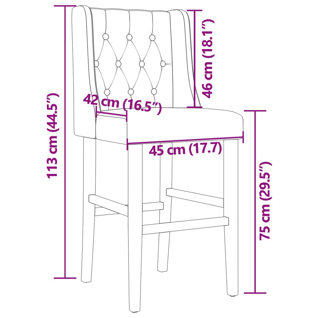 Chaises de bar lot de 2 bois massif d'hévéa et tissu - XIOS