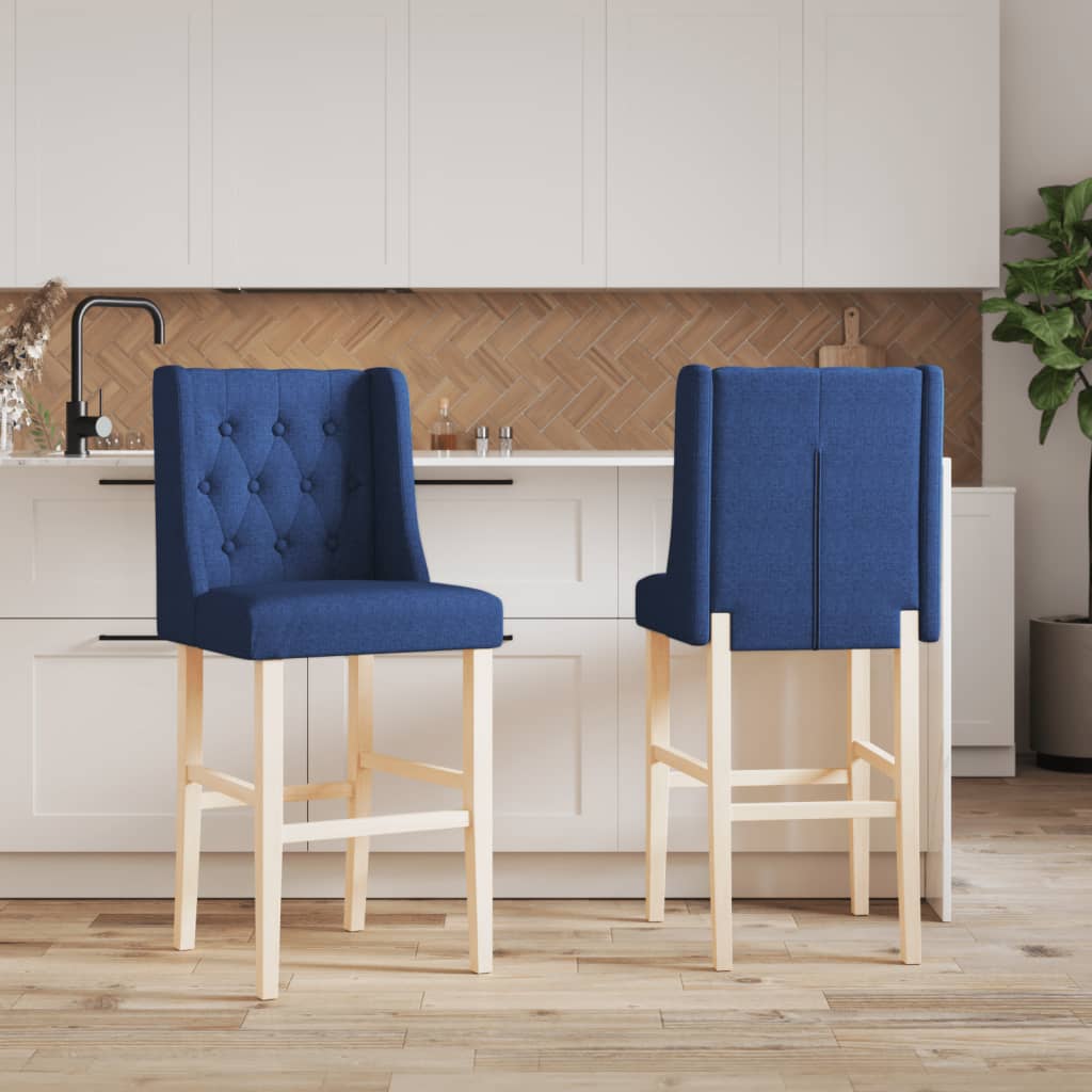 Chaises de bar lot de 2 bois massif d'hévéa et tissu - XIOS