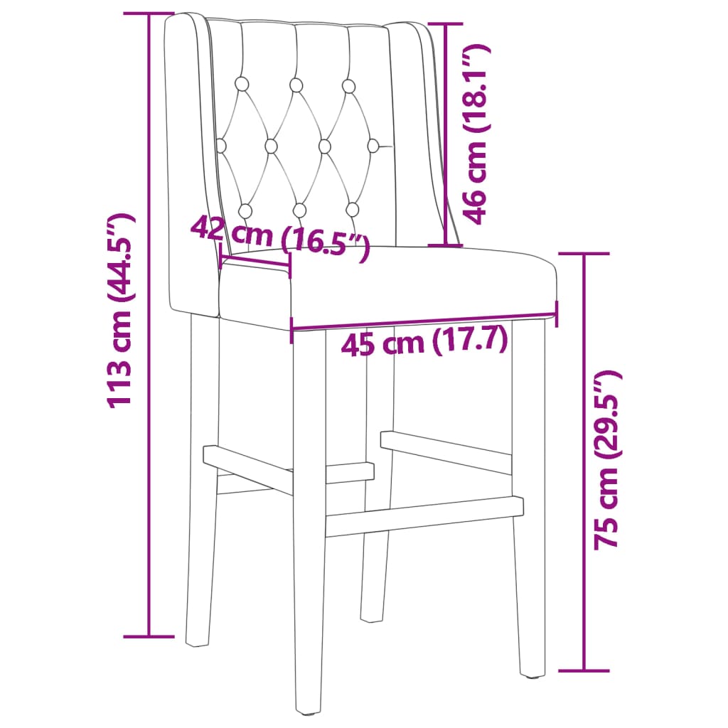 Chaises de bar lot de 2 bois massif d'hévéa et tissu - XIOS