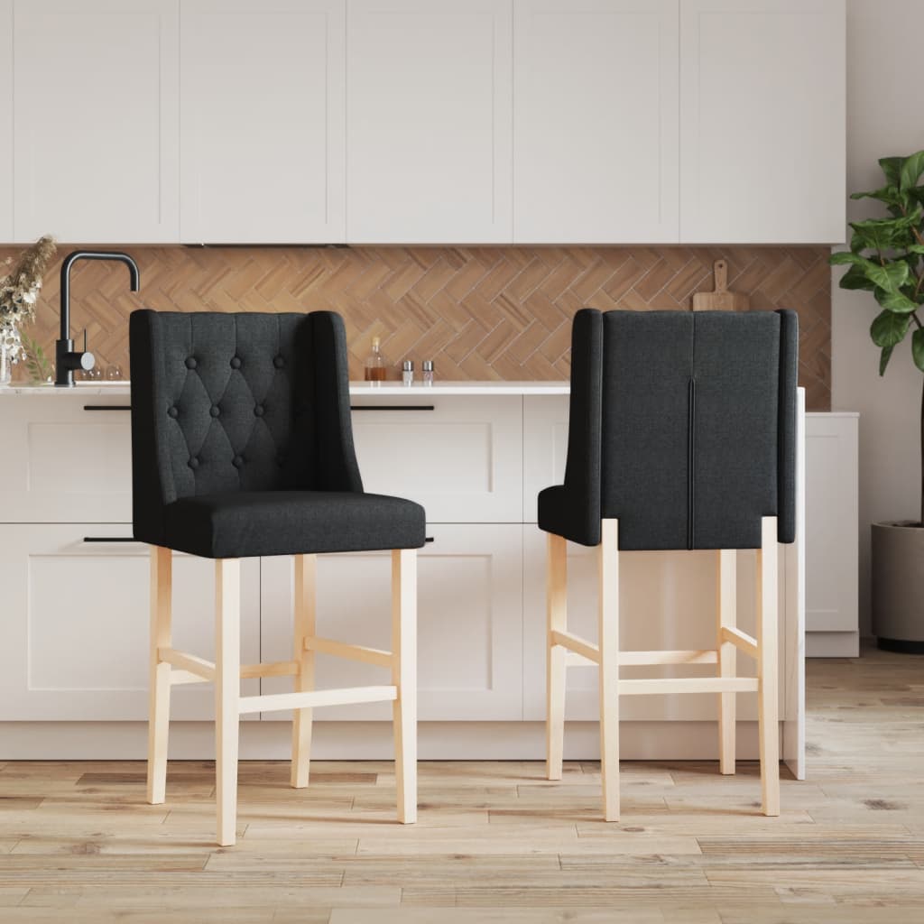 Chaises de bar lot de 2 bois massif d'hévéa et tissu - XIOS