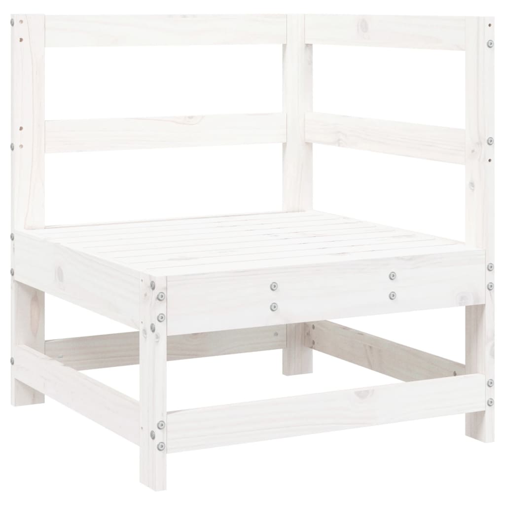 Salon de jardin 7 pcs blanc bois de pin massif