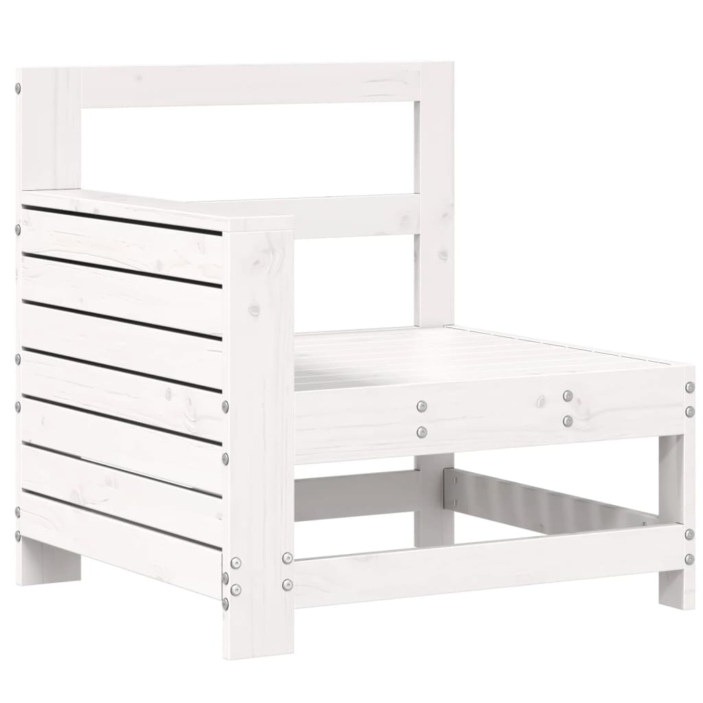 Salon de jardin 7 pcs blanc bois de pin massif