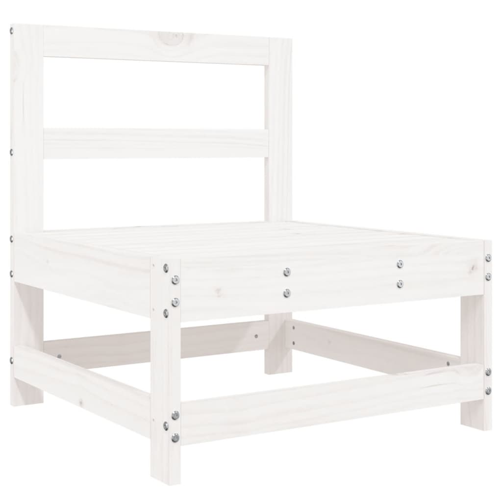Salon de jardin 7 pcs blanc bois de pin massif