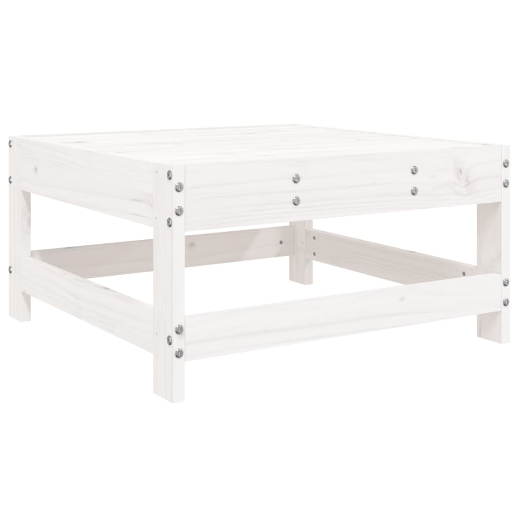 Salon de jardin 7 pcs blanc bois de pin massif