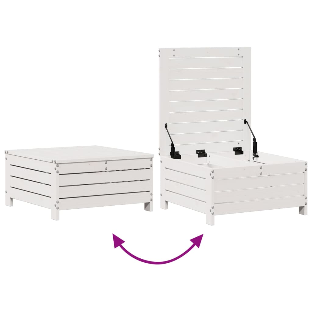 Salon de jardin 5 pcs avec coussins blanc bois massif de pin