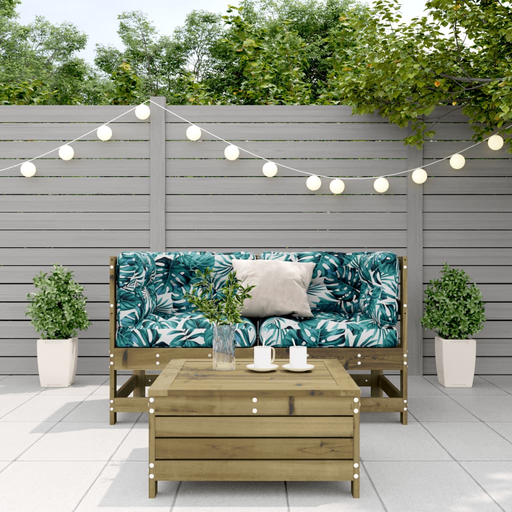Salon de jardin 3 pcs avec coussins bois de pin imprégné