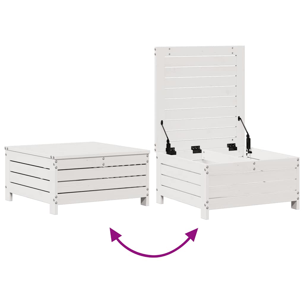 Salon de jardin 3 pcs avec coussins blanc bois de pin massif