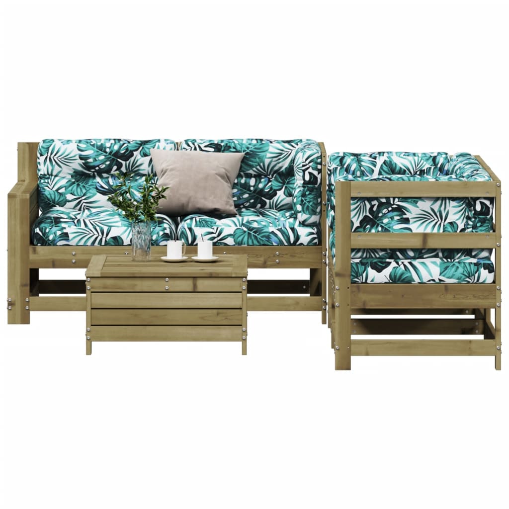 Salon de jardin 5 pcs avec coussins bois de pin imprégné