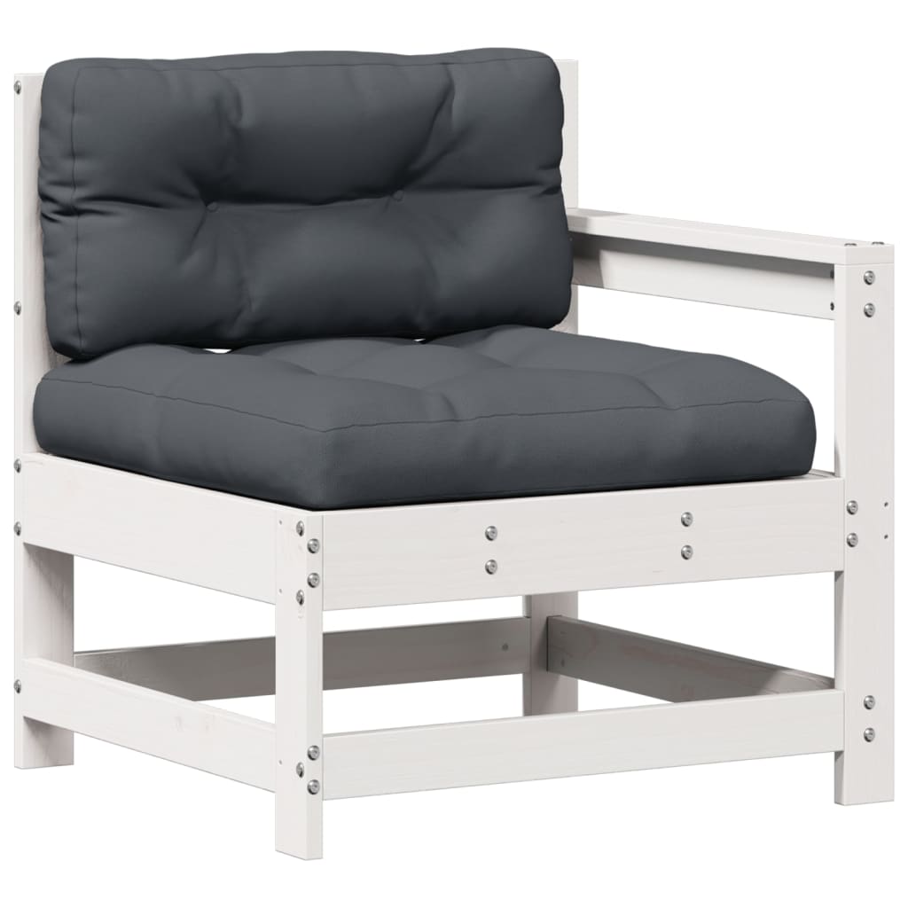 Salon de jardin avec coussins 6 pcs blanc bois de pin massif