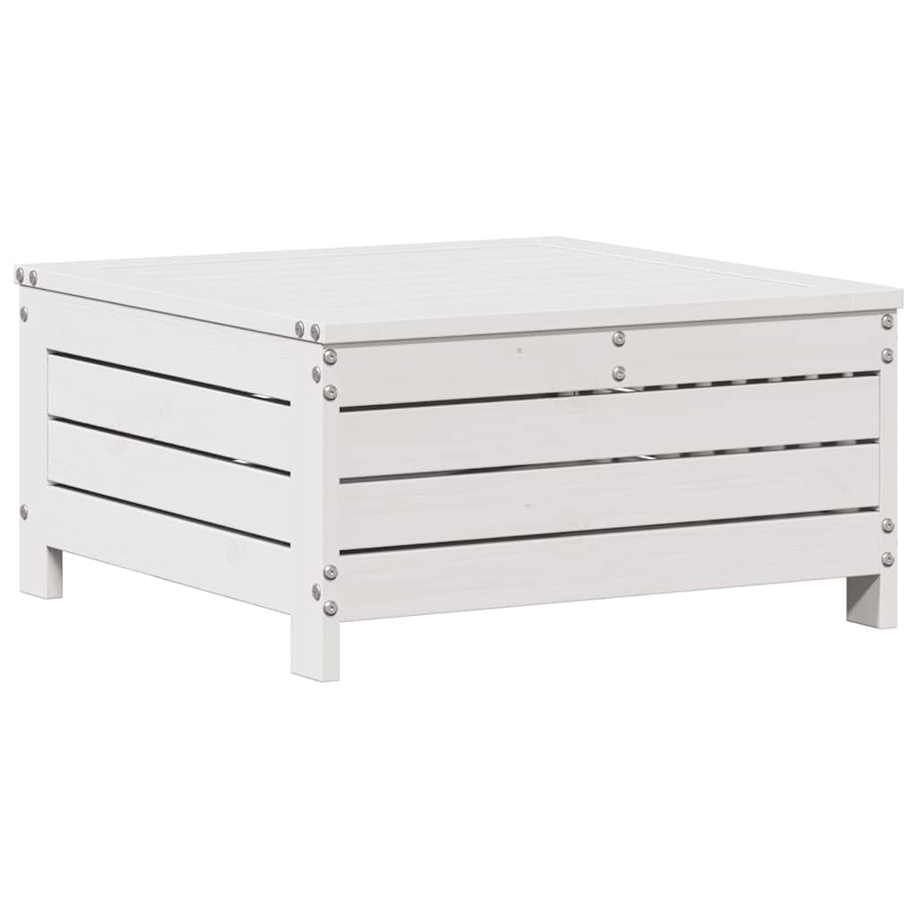 Salon de jardin 7 pcs avec coussins blanc bois de pin massif