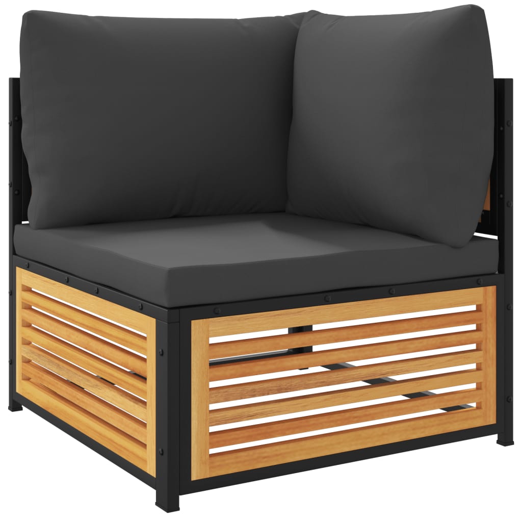 Salon de jardin avec coussins 2 pcs bois massif acacia