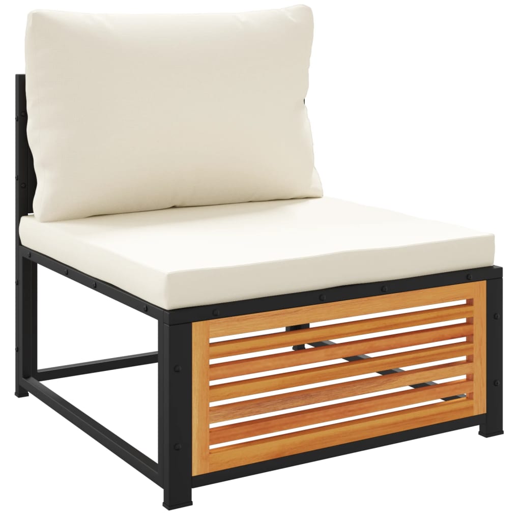 Salon de jardin avec coussins 5 pcs Bois d'acacia solide