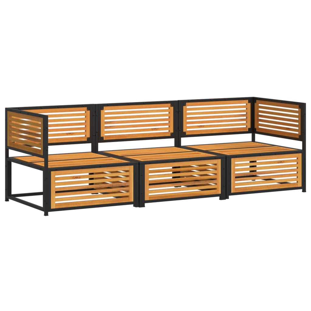 Salon de jardin avec coussins 3 pcs bois massif d'acacia
