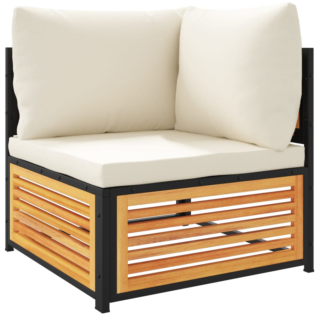 Salon de jardin avec coussins 5 pcs Bois d'acacia solide