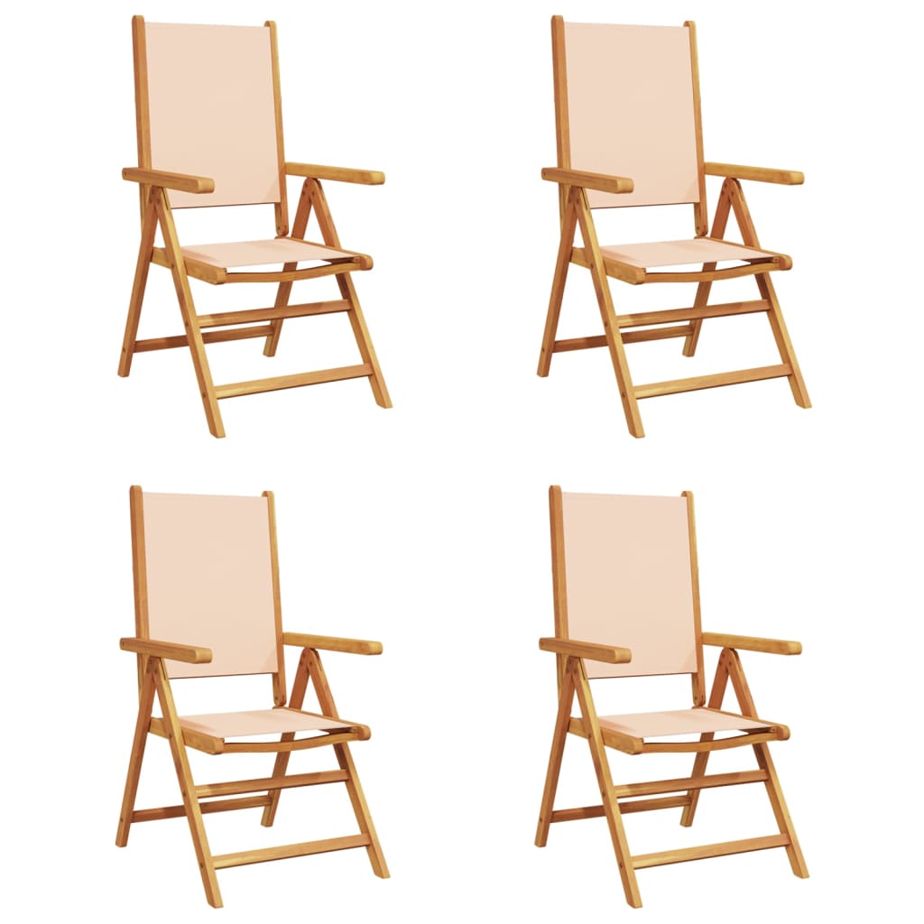 Chaises inclinables de jardin lot de 4 beige tissu bois massif Chaises de jardin vidaXL