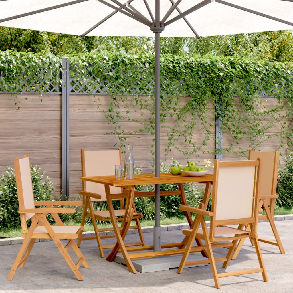 Chaises inclinables de jardin lot de 4 beige tissu bois massif Chaises de jardin vidaXL