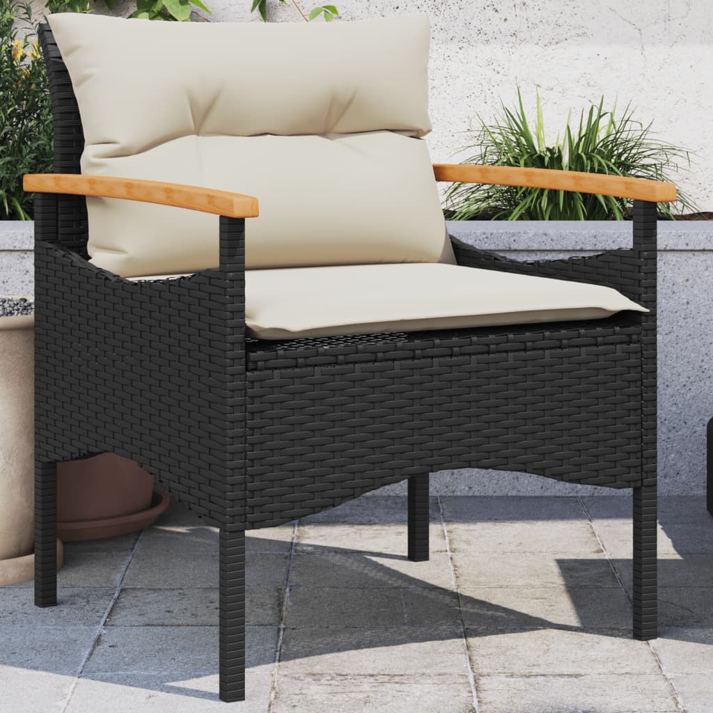 Salon de jardin 3 pcs avec coussins noir résine tressée Salons de jardin vidaXL