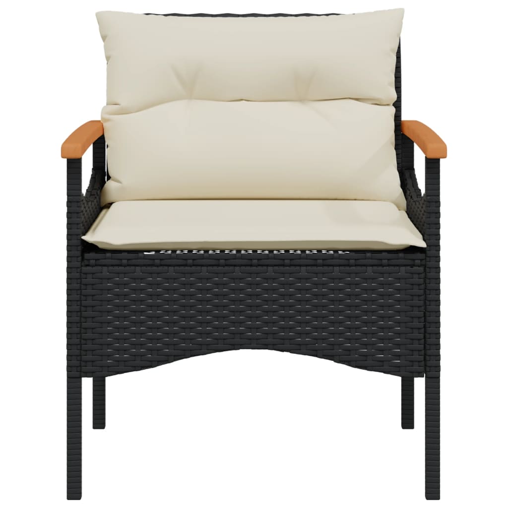 Salon de jardin 3 pcs avec coussins noir résine tressée Salons de jardin vidaXL