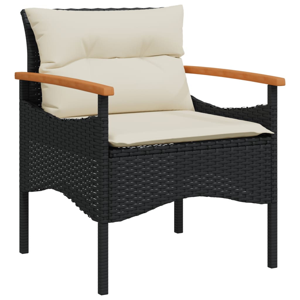 Salon de jardin 3 pcs avec coussins noir résine tressée Salons de jardin vidaXL