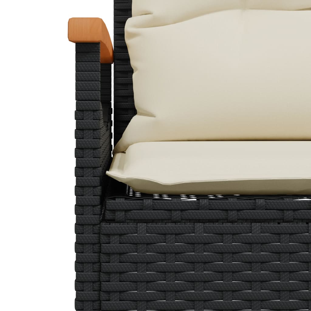 Salon de jardin 3 pcs avec coussins noir résine tressée Salons de jardin vidaXL